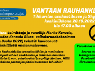 Lokakuun Vantaan Rauhanklubin banneri, jossa tapahtuman tietoja.