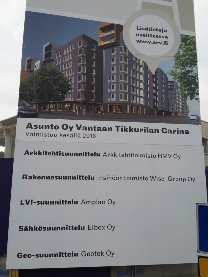 Uusien asuntojen rakennusbuumi Tikkurilassa jatkuu. Nyt aloitettiin Kielotie 4-6:n rakentaminen.